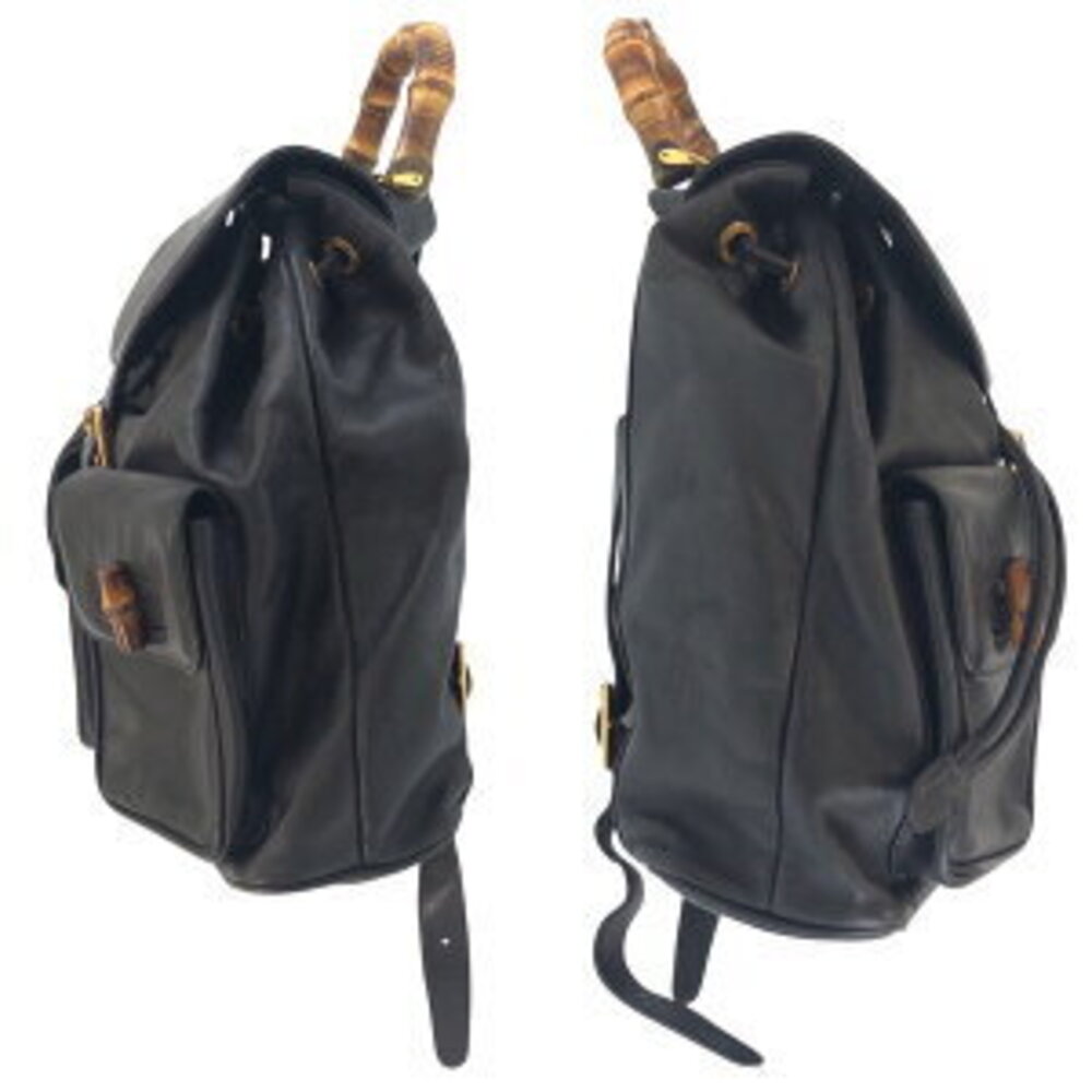 Gucci Black Bamboo Backpack Leather - Picture 7 of 10